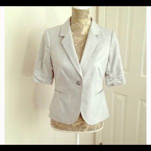 Ruched Sleeve Light Grey Blazer - The Limited - XS